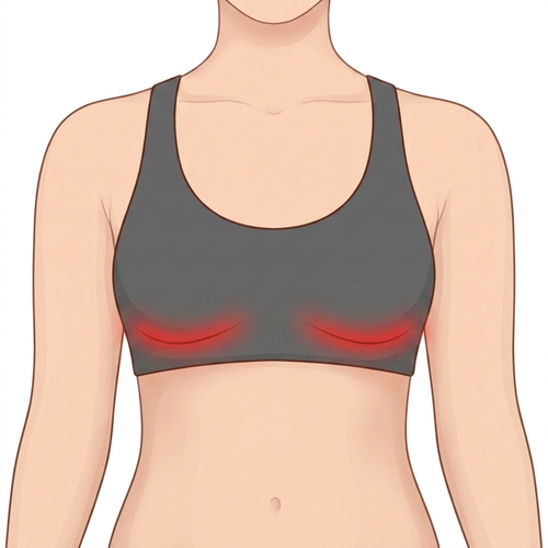 Under the breasts